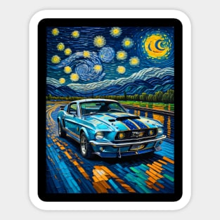 Mustang in starry night Sticker